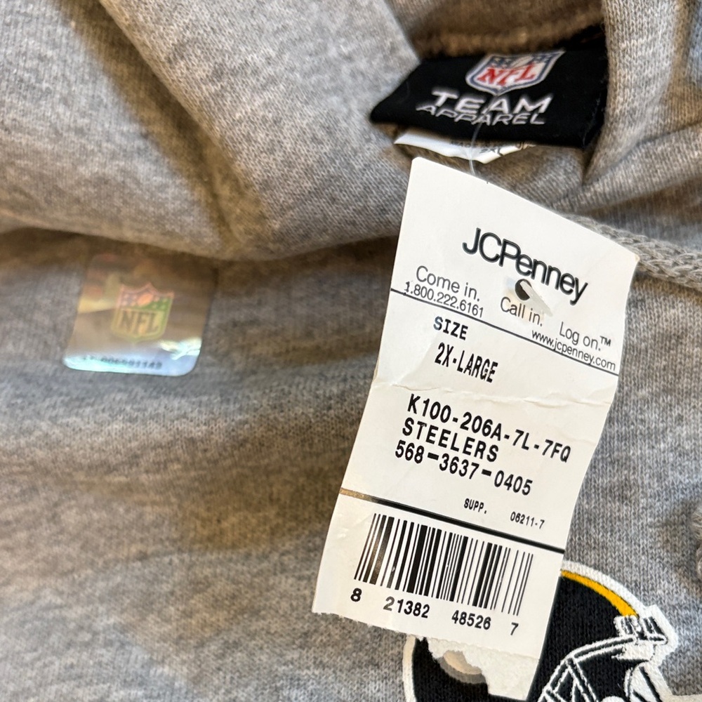 NFL Team Apparel NWT Pittsburgh Steelers Gray Pullover Hoodie Sweatshirt Sz 2XL - Picture 11 of 11